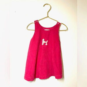 Jeanine Johnsen Pink Corduroy Dress Poodle Embroidery